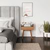 White and Brown Walnut Finish Faux Marble Top Storage Rectangular Accent Side or End Table