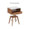 White and Brown Walnut Finish Faux Marble Top Storage Rectangular Accent Side or End Table
