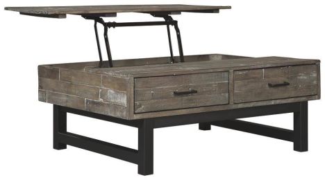 Ashley Mondoro Grayish Brown Contemporary Coffee Table with Lift Top T891-9