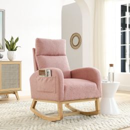 [Video] Welike 27.6"W Modern Accent High Backrest Living Room Lounge Arm Rocking Chair; Two Side Pocket(W83453340)
