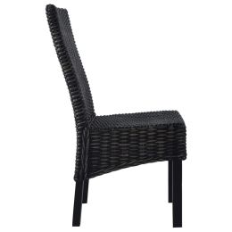 Dining Chairs 6 pcs Black Kubu Rattan and Mango Wood (3x246656)