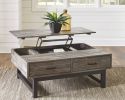 Ashley Mondoro Grayish Brown Contemporary Coffee Table with Lift Top T891-9
