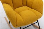 Mid Century Modern Teddy Fabric Tufted Upholstered Rocking Chair Padded Seat For Living Room Bedroom; Yellow