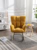 Mid Century Modern Teddy Fabric Tufted Upholstered Rocking Chair Padded Seat For Living Room Bedroom; Yellow