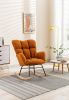 Mid Century Modern Teddy fabric Tufted Upholstered Rocking Chair Padded Seat for Living Room Bedroom; Orange