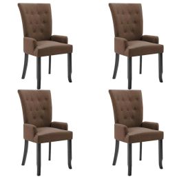 Dining Chairs with Armrests 4 pcs Brown Fabric