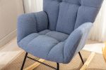 Mid Century Modern Teddy fabric Tufted Upholstered Rocking Chair Padded Seat for Living Room Bedroom; Light Blue