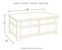 Ashley Tyler Grayish Brown/Black Casual Creek Coffee Table with Lift Top T736-20