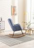 Mid Century Modern Teddy fabric Tufted Upholstered Rocking Chair Padded Seat for Living Room Bedroom; Light Blue