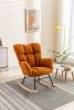 Mid Century Modern Teddy fabric Tufted Upholstered Rocking Chair Padded Seat for Living Room Bedroom; Orange