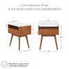 White and Brown Walnut Finish Faux Marble Top Storage Rectangular Accent Side or End Table
