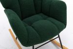 Mid Century Modern Teddy Fabric Tufted Upholstered Rocking Chair Padded Seat For Living Room Bedroom; Dark Green