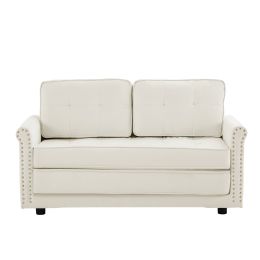 Cream white velvet sofa with armrest