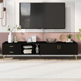 U-Can Modern TV Stand with 5 Champagne legs - Durable; stylish; spacious; versatile storage TVS up to 77" (Black)