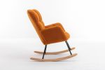 Mid Century Modern Teddy fabric Tufted Upholstered Rocking Chair Padded Seat for Living Room Bedroom; Orange