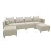 Sectional Sofa; U-shaped sofa with 6 Pillows for Living Room; Velvet for bedroom; livingroom Beige