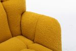 Mid Century Modern Teddy Fabric Tufted Upholstered Rocking Chair Padded Seat For Living Room Bedroom; Yellow