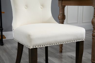 TOPMAX Dining Chair Tufted Armless Chair Upholstered Accent Chair; Set of 2 (Cream)