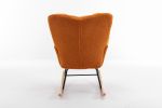 Mid Century Modern Teddy fabric Tufted Upholstered Rocking Chair Padded Seat for Living Room Bedroom; Orange