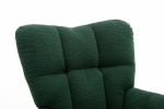 Mid Century Modern Teddy Fabric Tufted Upholstered Rocking Chair Padded Seat For Living Room Bedroom; Dark Green
