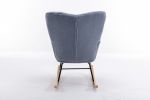 Mid Century Modern Teddy fabric Tufted Upholstered Rocking Chair Padded Seat for Living Room Bedroom; Light Blue