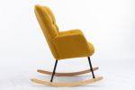 Mid Century Modern Teddy Fabric Tufted Upholstered Rocking Chair Padded Seat For Living Room Bedroom; Yellow