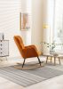 Mid Century Modern Teddy fabric Tufted Upholstered Rocking Chair Padded Seat for Living Room Bedroom; Orange