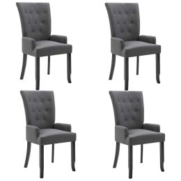 Dining Chairs with Armrests 4 pcs Dark Gray Fabric