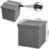 30" & 15.7" Set of 2 Folding Ottoman Bench with Storage; Coffee Table with Lid Tray; Grey