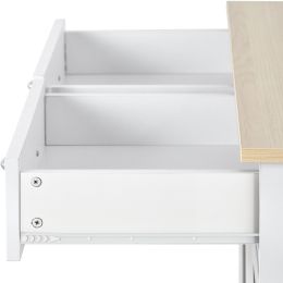 K&amp;K Store Kitchen Island Cart with Two Storage Cabinets and Four Locking Wheels; Wine Rack; Two Drawers; Spice Rack; Towel Rack (White)