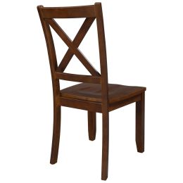 TOPMAX 2-Piece X-Back Wood Breakfast Nook Dining Chairs for Small Places; Brown