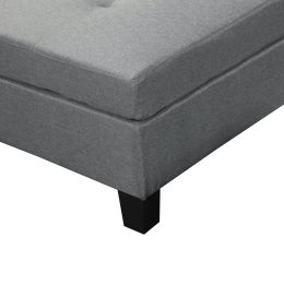 Sectional Sofa Set for Living Room with Right Hand Chaise Lounge and Storage Ottoman (Grey)