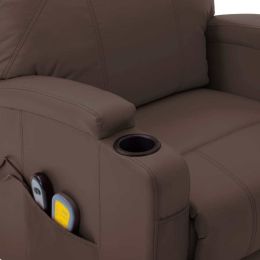 Massage Stand-up Chair Brown Faux Leather
