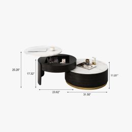 Lift-top Modern Nesting Coffee Table Set Of 2;  White Sintered Stone Coffee Table Set;  Fully-assembled;  31.5'