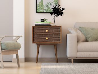 2 drawer nightstand; end table; With 3D printed elements; for Bedroom; Living Room; Sofa Couch; Hall; Easy Assembly