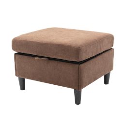 Sectional Sofa with Handy Side Pocket,Living Room L-Shape 3-Seater Couch with Movable Ottoman for Small Space