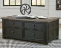 Ashley Tyler Grayish Brown/Black Casual Creek Coffee Table with Lift Top T736-20
