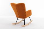 Mid Century Modern Teddy fabric Tufted Upholstered Rocking Chair Padded Seat for Living Room Bedroom; Orange