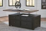 Ashley Tyler Grayish Brown/Black Casual Creek Coffee Table with Lift Top T736-20