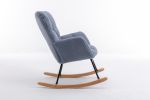 Mid Century Modern Teddy fabric Tufted Upholstered Rocking Chair Padded Seat for Living Room Bedroom; Light Blue
