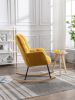 Mid Century Modern Teddy Fabric Tufted Upholstered Rocking Chair Padded Seat For Living Room Bedroom; Yellow