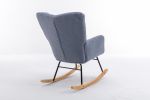 Mid Century Modern Teddy fabric Tufted Upholstered Rocking Chair Padded Seat for Living Room Bedroom; Light Blue