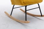 Mid Century Modern Teddy Fabric Tufted Upholstered Rocking Chair Padded Seat For Living Room Bedroom; Yellow