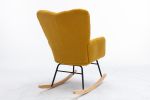 Mid Century Modern Teddy Fabric Tufted Upholstered Rocking Chair Padded Seat For Living Room Bedroom; Yellow