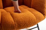 Mid Century Modern Teddy fabric Tufted Upholstered Rocking Chair Padded Seat for Living Room Bedroom; Orange