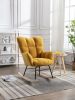 Mid Century Modern Teddy Fabric Tufted Upholstered Rocking Chair Padded Seat For Living Room Bedroom; Yellow