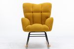 Mid Century Modern Teddy Fabric Tufted Upholstered Rocking Chair Padded Seat For Living Room Bedroom; Yellow