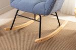 Mid Century Modern Teddy fabric Tufted Upholstered Rocking Chair Padded Seat for Living Room Bedroom; Light Blue