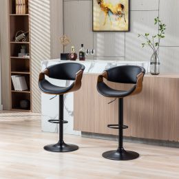 HengMing Adjustable/Swivel Bar Stool; PU Leather black Bent wood Bar Chair 1pcs/ctn.