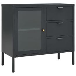 Sideboard Anthracite 29.5"x13.8"x27.6" Steel and Tempered Glass